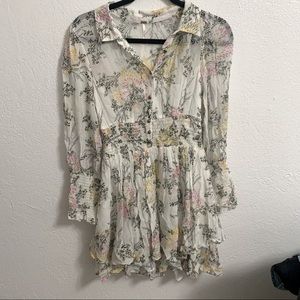 Free People Ruffle Floral Print Dress S